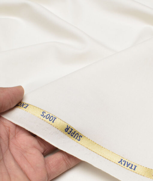 J.Hampstead Super 100's Solids 20% Wool Suiting Fabric (Cream)