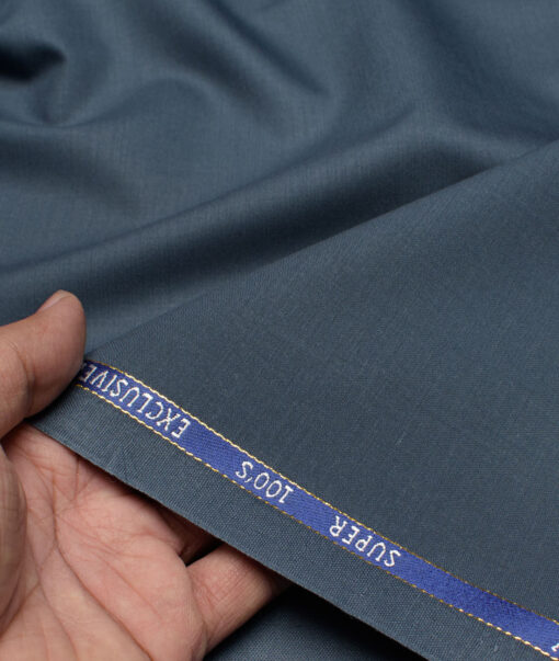 J.Hampstead Super 100's Solids 20% Wool Suiting Fabric (Marble Blue)