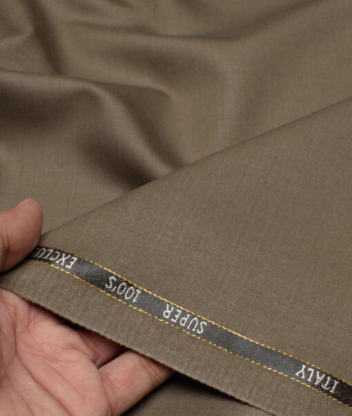 J.Hampstead Super 100's Solids 20% Wool Suiting Fabric (Sand Dune Brown)