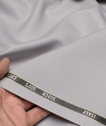 J.Hampstead Super 100's Solids 20% Wool Suiting Fabric (Silver Grey)