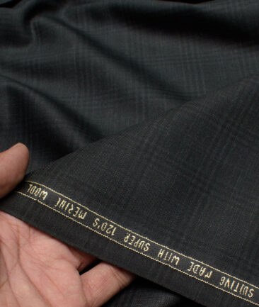 Panero Italy Super 120's Checks 30% Wool Suiting Fabric (Greyish Black)