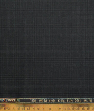 Panero Italy Super 120's Checks 30% Wool Suiting Fabric (Greyish Black)