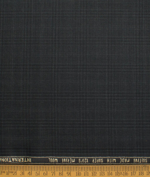 Panero Italy Super 120's Checks 30% Wool Suiting Fabric (Greyish Black)