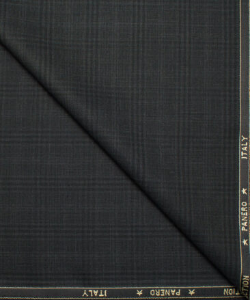 Panero Italy Super 120's Checks 30% Wool Suiting Fabric (Greyish Black)