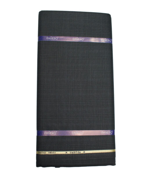 Panero Italy Super 120's Checks 30% Wool Suiting Fabric (Greyish Black)
