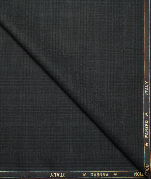 Panero Italy Super 120's Checks 30% Wool Suiting Fabric (Greyish Black)