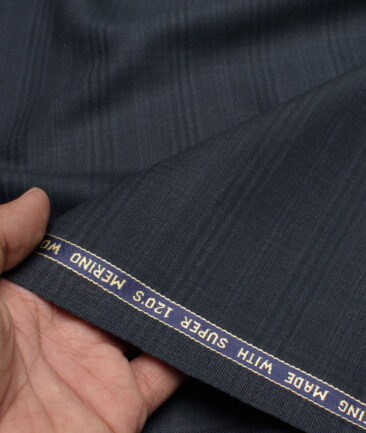 Panero Italy Super 120's Checks 30% Wool Suiting Fabric (Dark Blue)