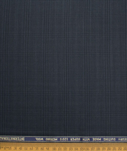 Panero Italy Super 120's Checks 30% Wool Suiting Fabric (Dark Blue)