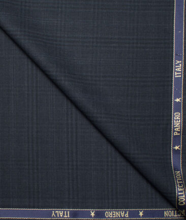 Panero Italy Super 120's Checks 30% Wool Suiting Fabric (Dark Blue)