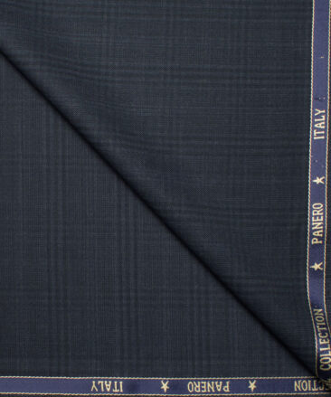 Panero Italy Super 120's Checks 30% Wool Suiting Fabric (Dark Blue)