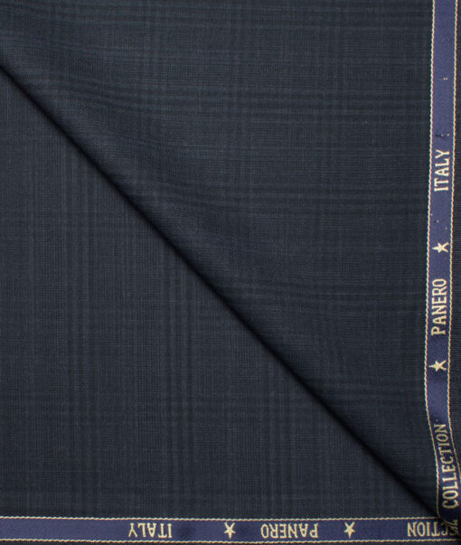 Panero Italy Super 120's Checks 30% Wool Suiting Fabric (Dark Blue)