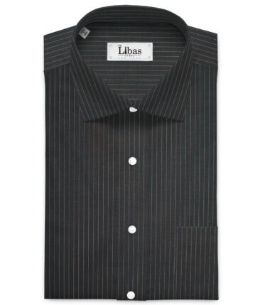 Siyaram's  Poly Cotton Striped Shirting Fabric (Black)