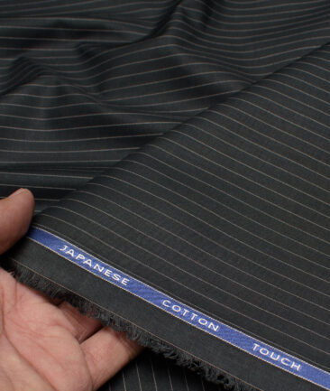 Siyaram's  Poly Cotton Striped Shirting Fabric (Black)
