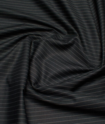 Siyaram's  Poly Cotton Striped Shirting Fabric (Black)