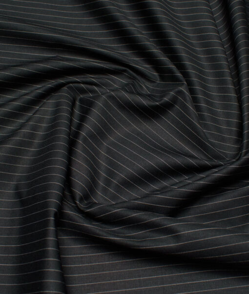 Siyaram's  Poly Cotton Striped Shirting Fabric (Black)