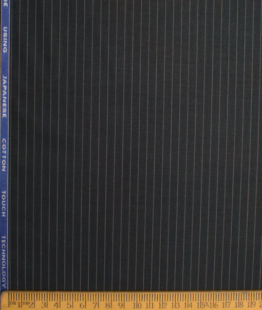 Siyaram's  Poly Cotton Striped Shirting Fabric (Black)