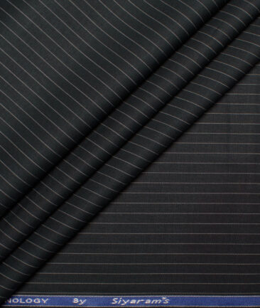 Siyaram's  Poly Cotton Striped Shirting Fabric (Black)