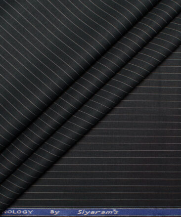 Siyaram's  Poly Cotton Striped Shirting Fabric (Black)