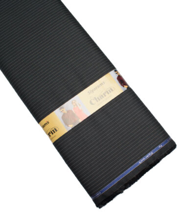 Siyaram's  Poly Cotton Striped Shirting Fabric (Black)