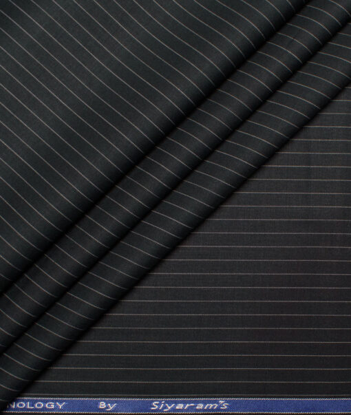 Siyaram's  Poly Cotton Striped Shirting Fabric (Black)