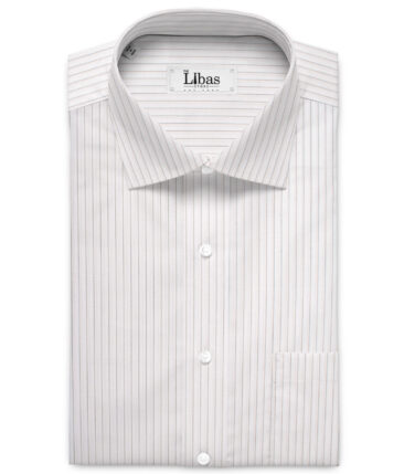 Siyaram's  Poly Cotton Striped Shirting Fabric (White)