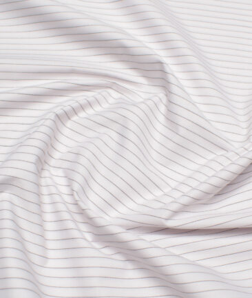 Siyaram's  Poly Cotton Striped Shirting Fabric (White)