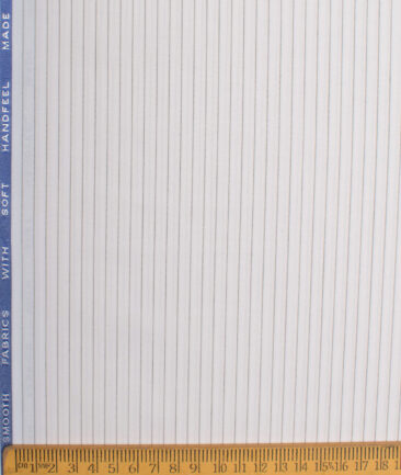 Siyaram's  Poly Cotton Striped Shirting Fabric (White)