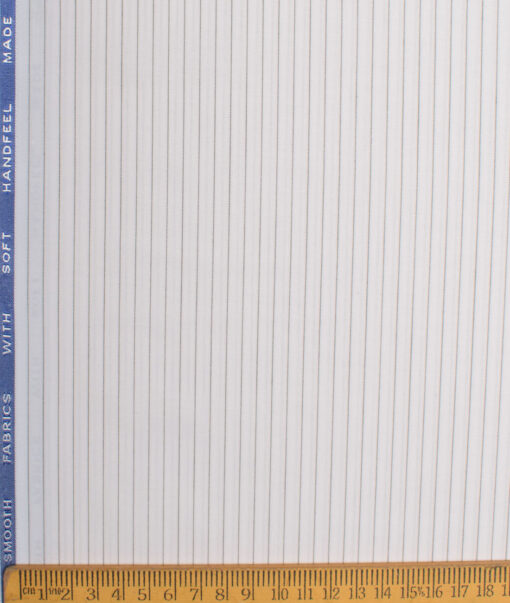 Siyaram's  Poly Cotton Striped Shirting Fabric (White)