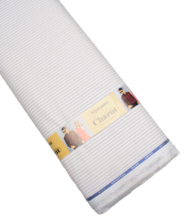Siyaram's  Poly Cotton Striped Shirting Fabric (White)