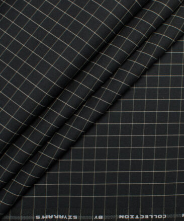 Siyaram's  Poly Cotton Checks Shirting Fabric (Black)