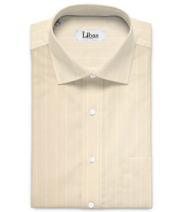 Siyaram's  Bamboo Striped Shirting Fabric (Cream)