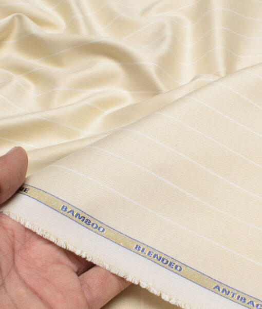 Siyaram's  Bamboo Striped Shirting Fabric (Cream)