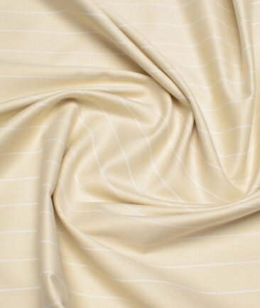 Siyaram's  Bamboo Striped Shirting Fabric (Cream)