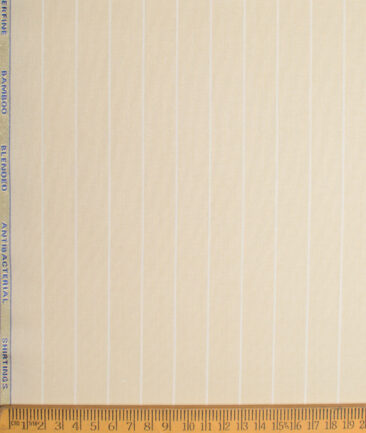 Siyaram's  Bamboo Striped Shirting Fabric (Cream)