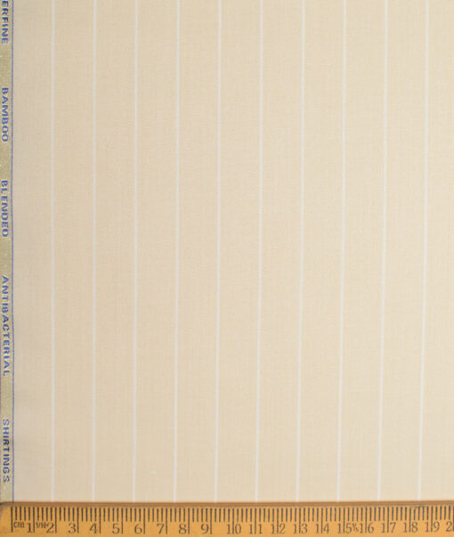 Siyaram's  Bamboo Striped Shirting Fabric (Cream)