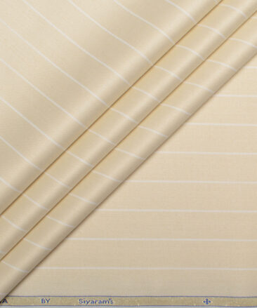 Siyaram's  Bamboo Striped Shirting Fabric (Cream)