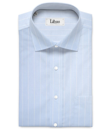 Siyaram's  Bamboo Striped Shirting Fabric (Sky Blue)