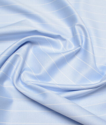 Siyaram's  Bamboo Striped Shirting Fabric (Sky Blue)