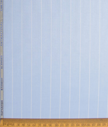 Siyaram's  Bamboo Striped Shirting Fabric (Sky Blue)