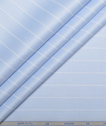 Siyaram's  Bamboo Striped Shirting Fabric (Sky Blue)