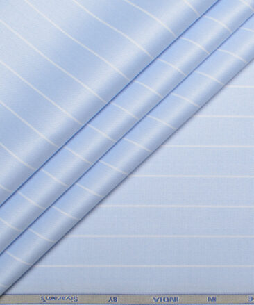 Siyaram's  Bamboo Striped Shirting Fabric (Sky Blue)