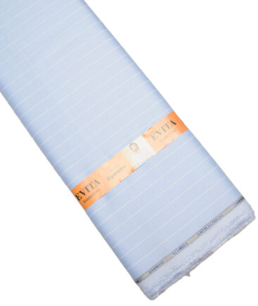 Siyaram's  Bamboo Striped Shirting Fabric (Sky Blue)