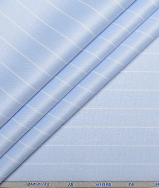 Siyaram's  Bamboo Striped Shirting Fabric (Sky Blue)