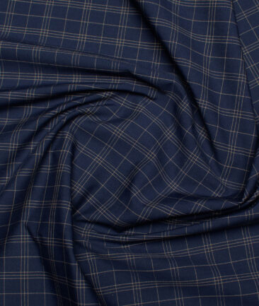 Siyaram's  Bamboo Checks Shirting Fabric (Dark Navy Blue)