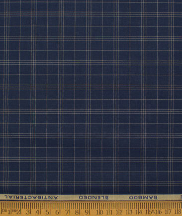 Siyaram's  Bamboo Checks Shirting Fabric (Dark Navy Blue)