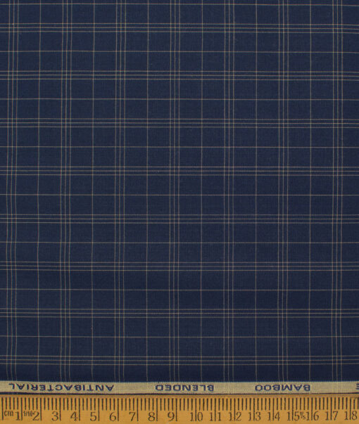 Siyaram's  Bamboo Checks Shirting Fabric (Dark Navy Blue)