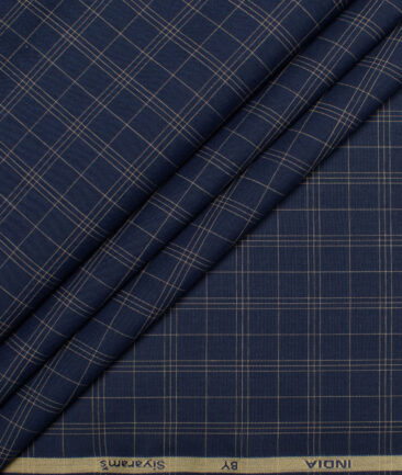 Siyaram's  Bamboo Checks Shirting Fabric (Dark Navy Blue)