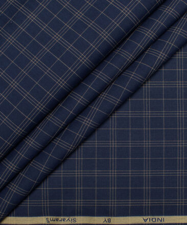 Siyaram's  Bamboo Checks Shirting Fabric (Dark Navy Blue)