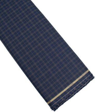 Siyaram's  Bamboo Checks Shirting Fabric (Dark Navy Blue)