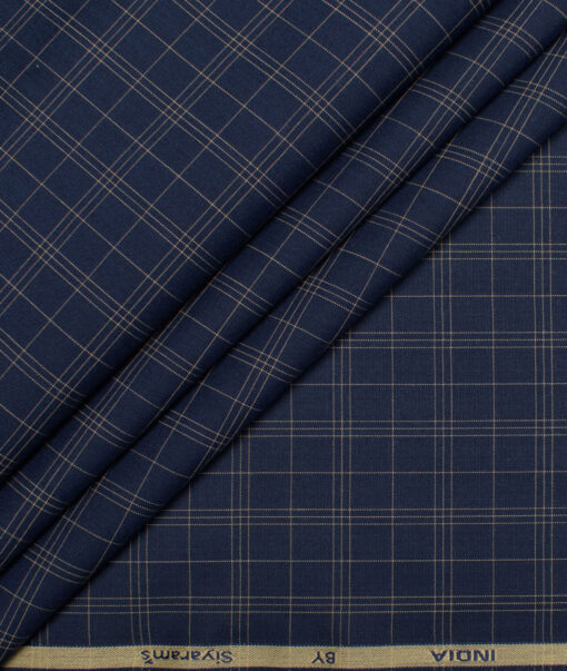 Siyaram's  Bamboo Checks Shirting Fabric (Dark Navy Blue)